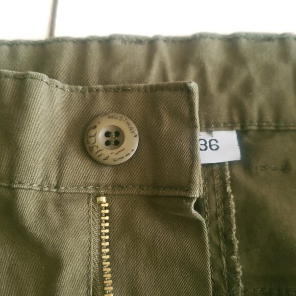 Must Way Pants Mens 36 Green Cargo Paratrooper Military Drawstring Jogger NWOT - Picture 6 of 10